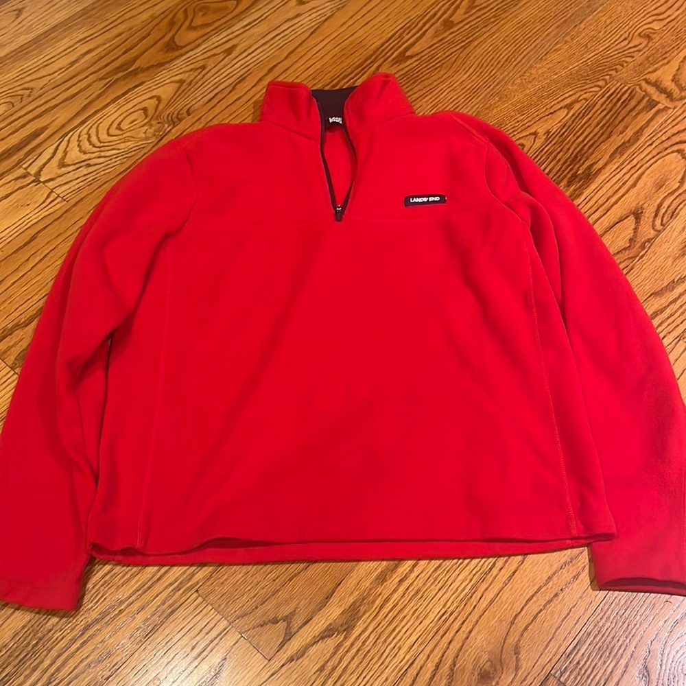 Lands’ End Woman’s Red Fleece Quarter Zip Size M